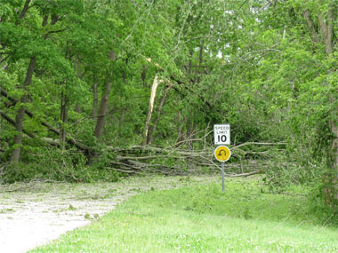 Resulting damage from the storm on May 8, 2009.
