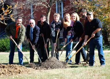 Replanting the first of 200 trees on campus