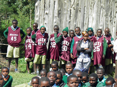 Students and a teacher in Naro Moru, Kenya