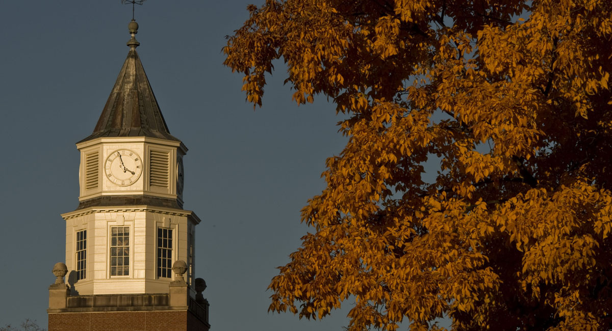 Pulliam clocktower in the fall