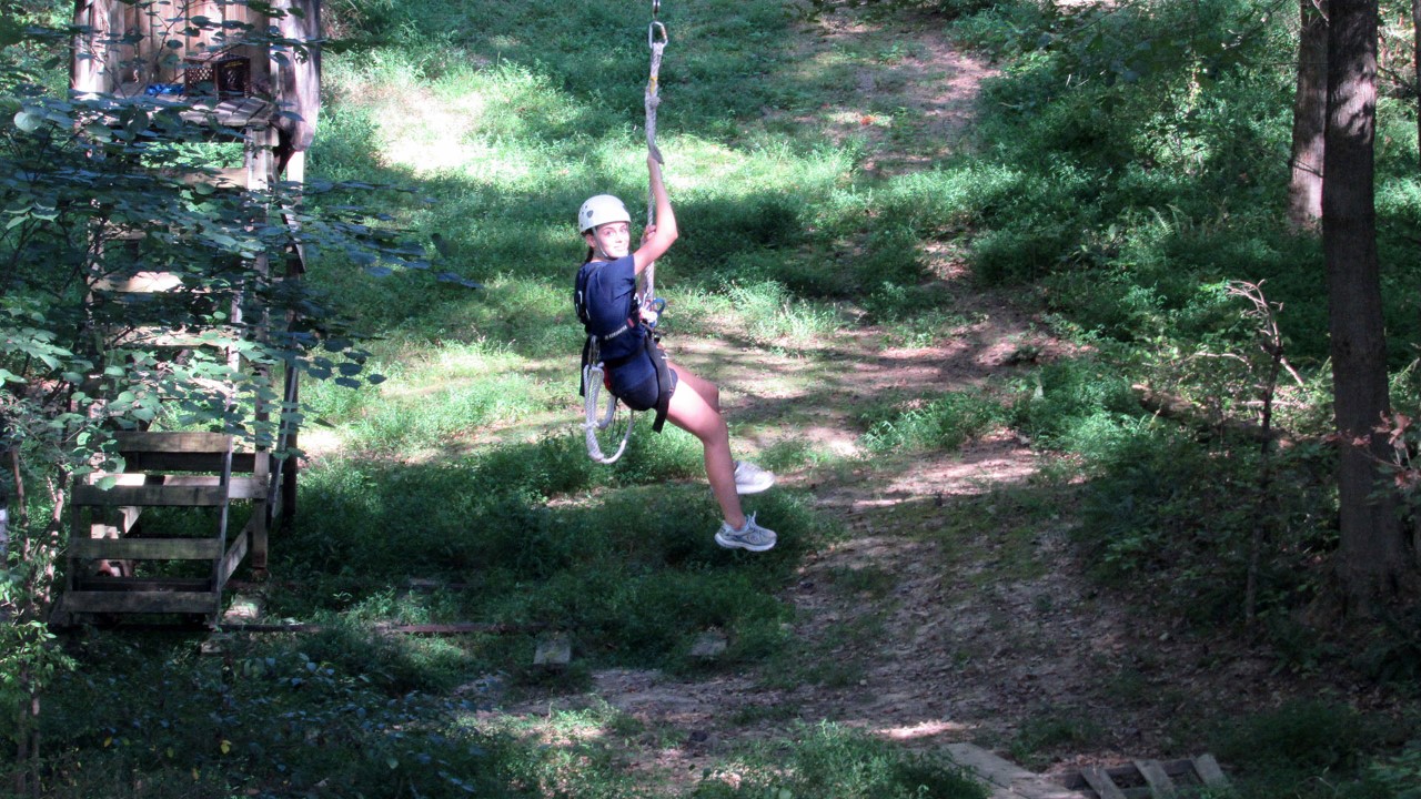 girl on a zipline