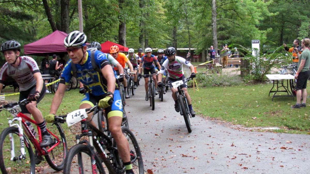 people riding bikes in a race