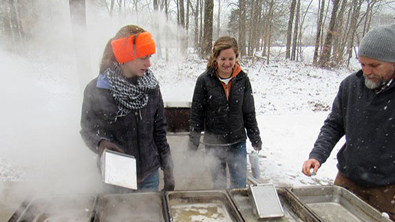 boiling maple sap