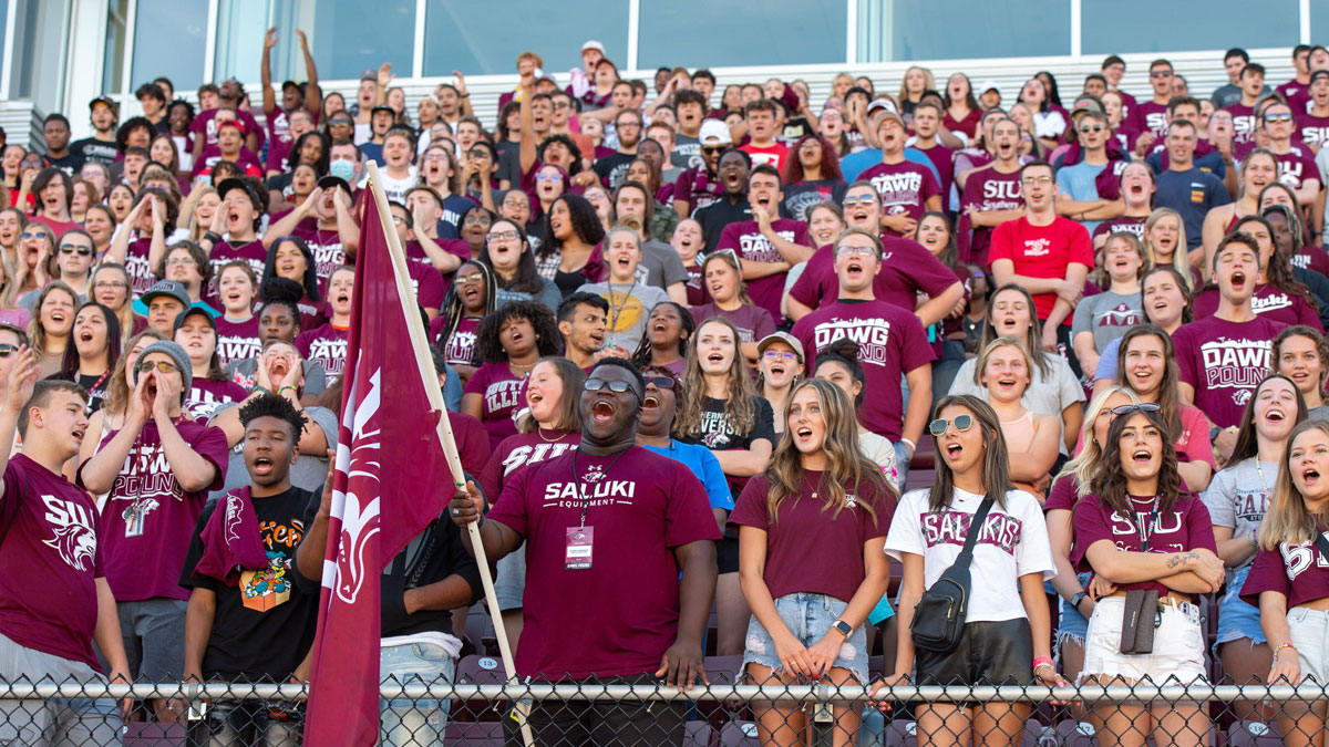 students cheering at a pep rally