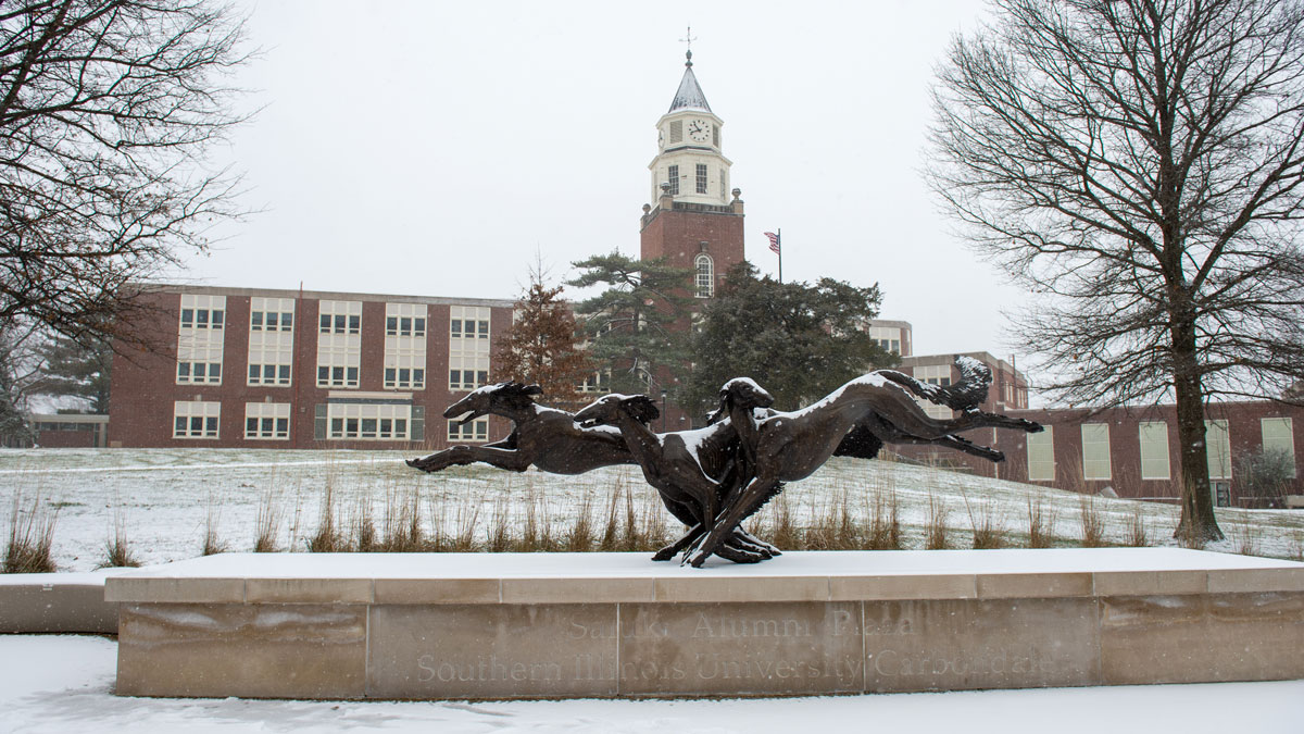 snowy scene on campus