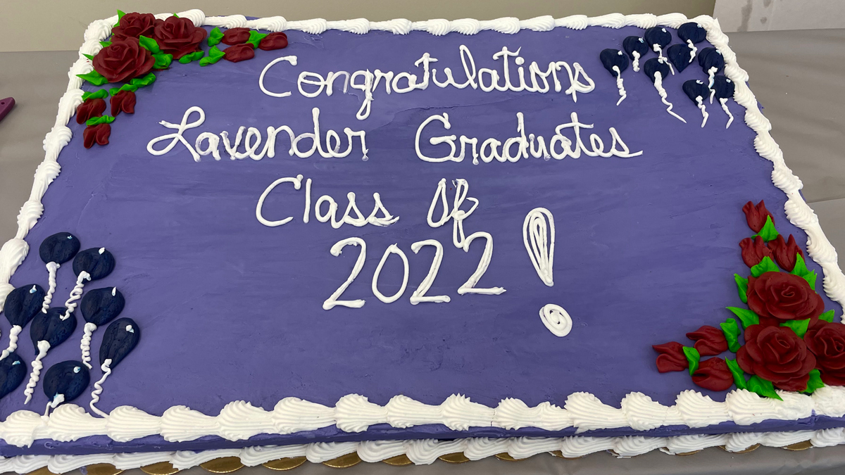Lavender graduation cake