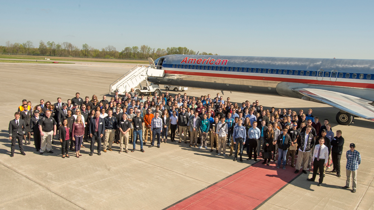 Group photo from American Airlines career day