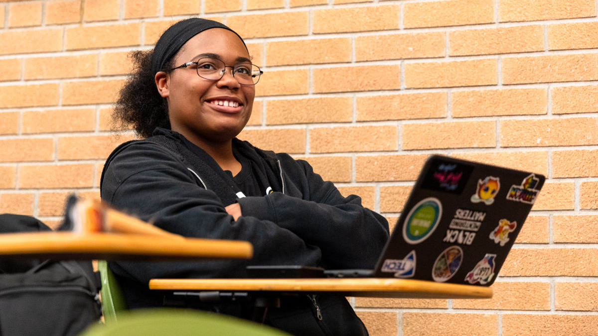 A student participates in one of the college credit classes during the Dr. Seymour Bryson Future Scholars Program