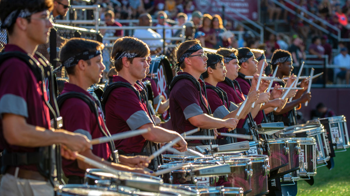 SIU Marching Salukis drum line