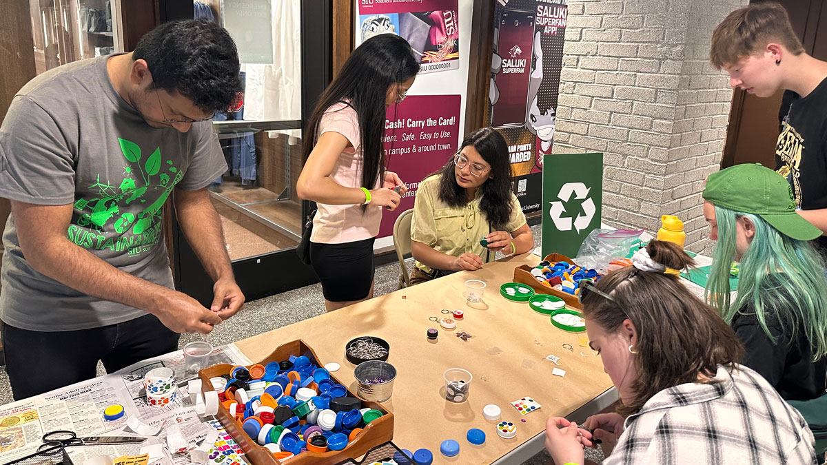 Students attending an event for Sustainability Month