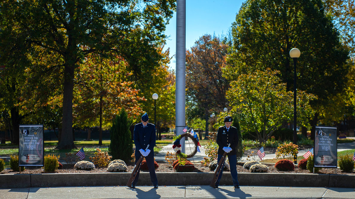 ROTC cadets hold vigil on Veteran's Day. 