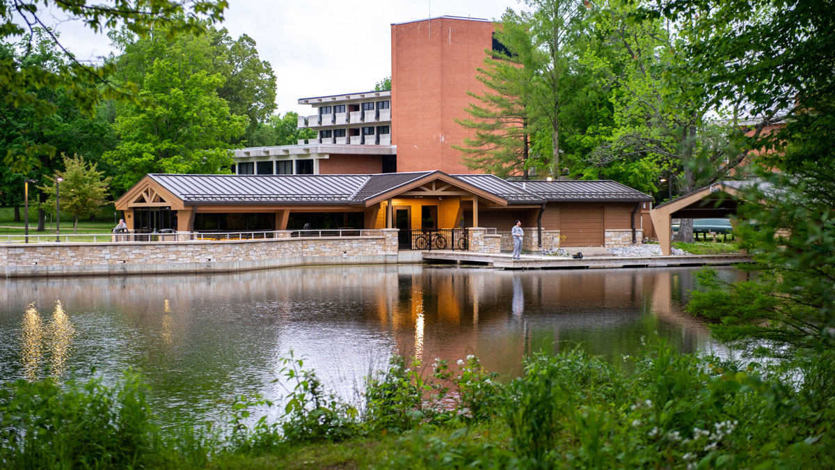 Becker Pavillion on Campus Lake