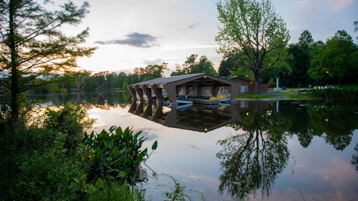 Becker Pavillion on Campus Lake