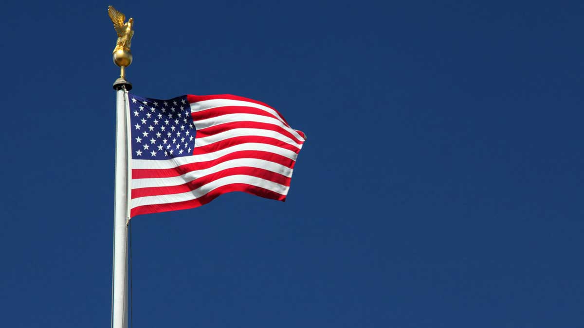 Image of a flag up a flagpole