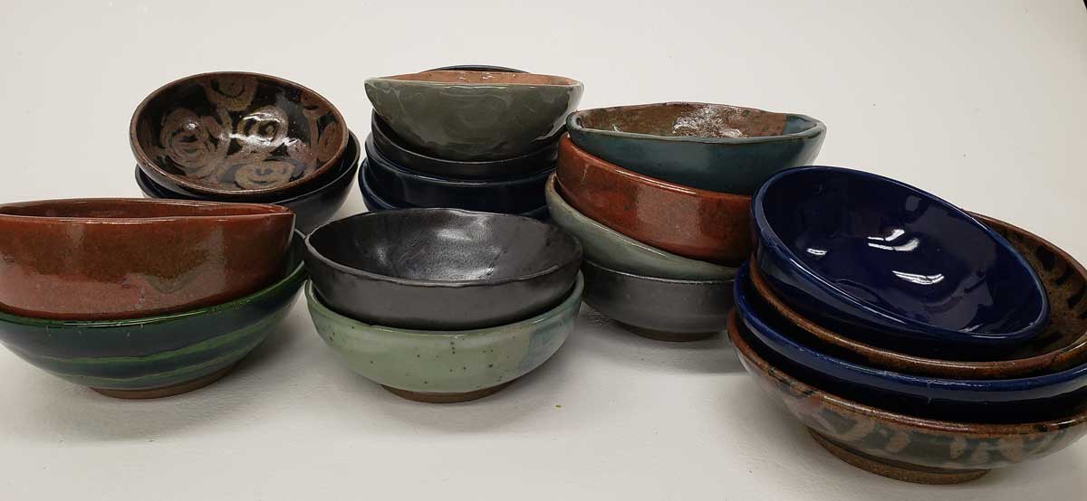 Image of several glass bowls