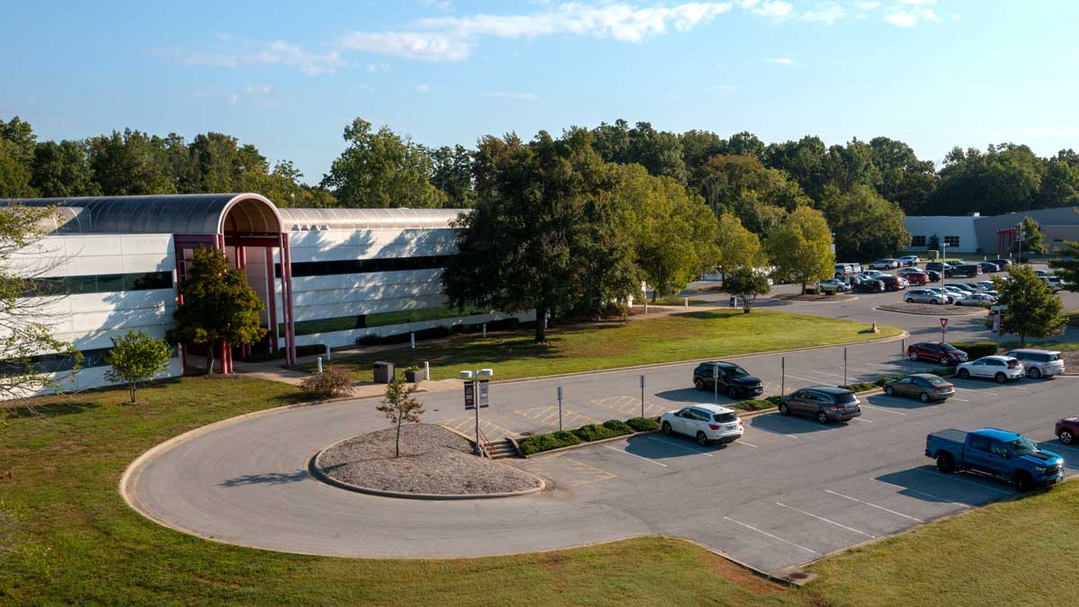 Aerial view of the Small Business Development Center at SIU Carbondale.