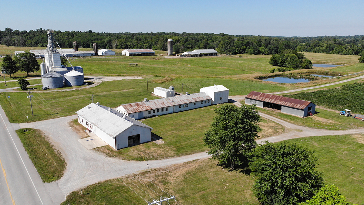 Aerial view of SIU's University Farms.