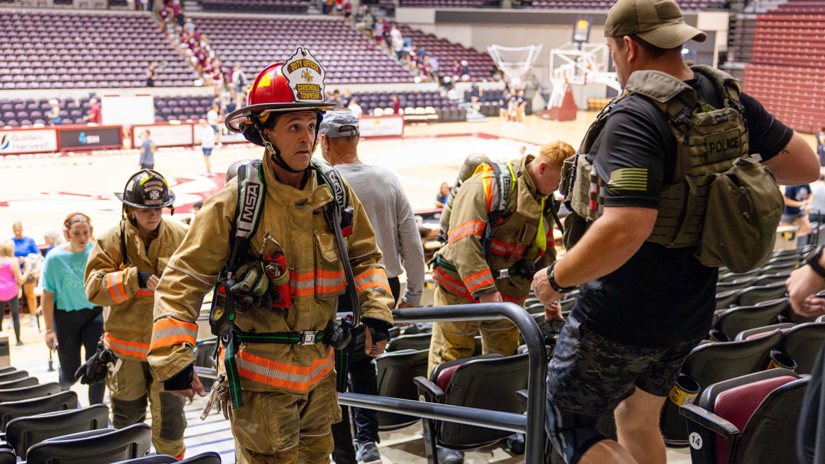 People participating in the 9/11 Stair Climb.