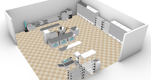 Computer rendering of proposed kitchen space.