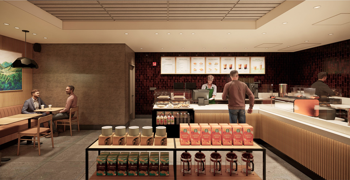 Artist's rendering of renovated Starbucks.