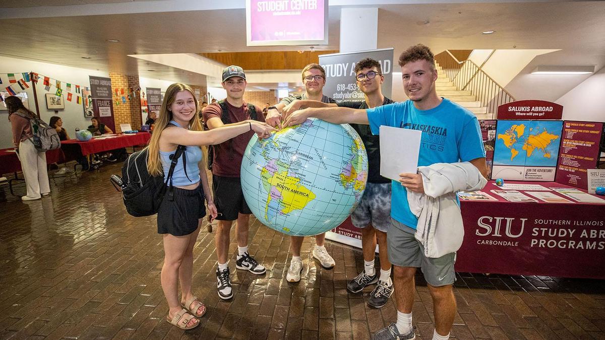 Students at a Study Abroad Fair.