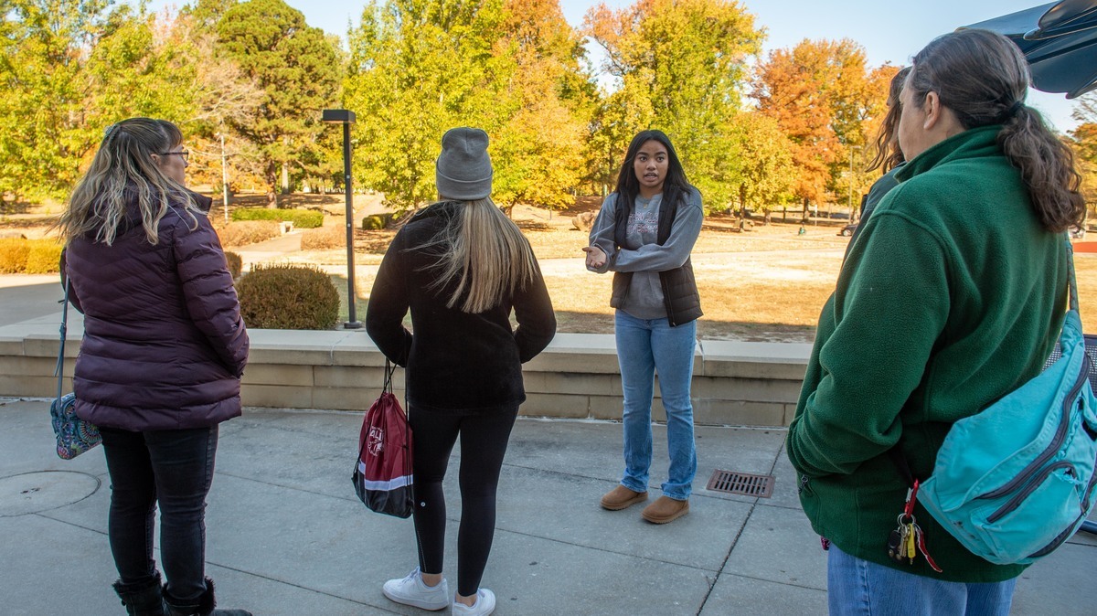 Prospective students and their parents get a tour of campus.