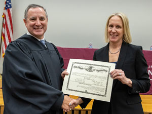 A law student is seen with a judge.