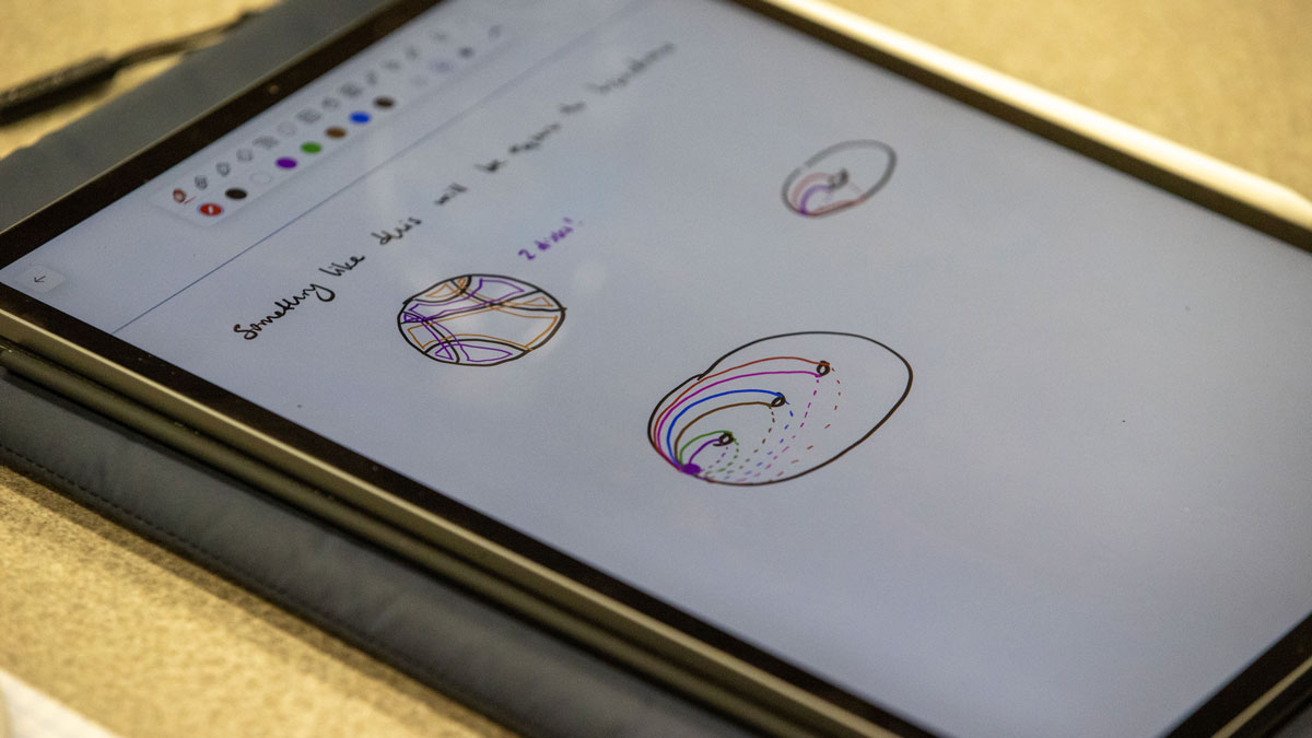Math problems on a tablet screen