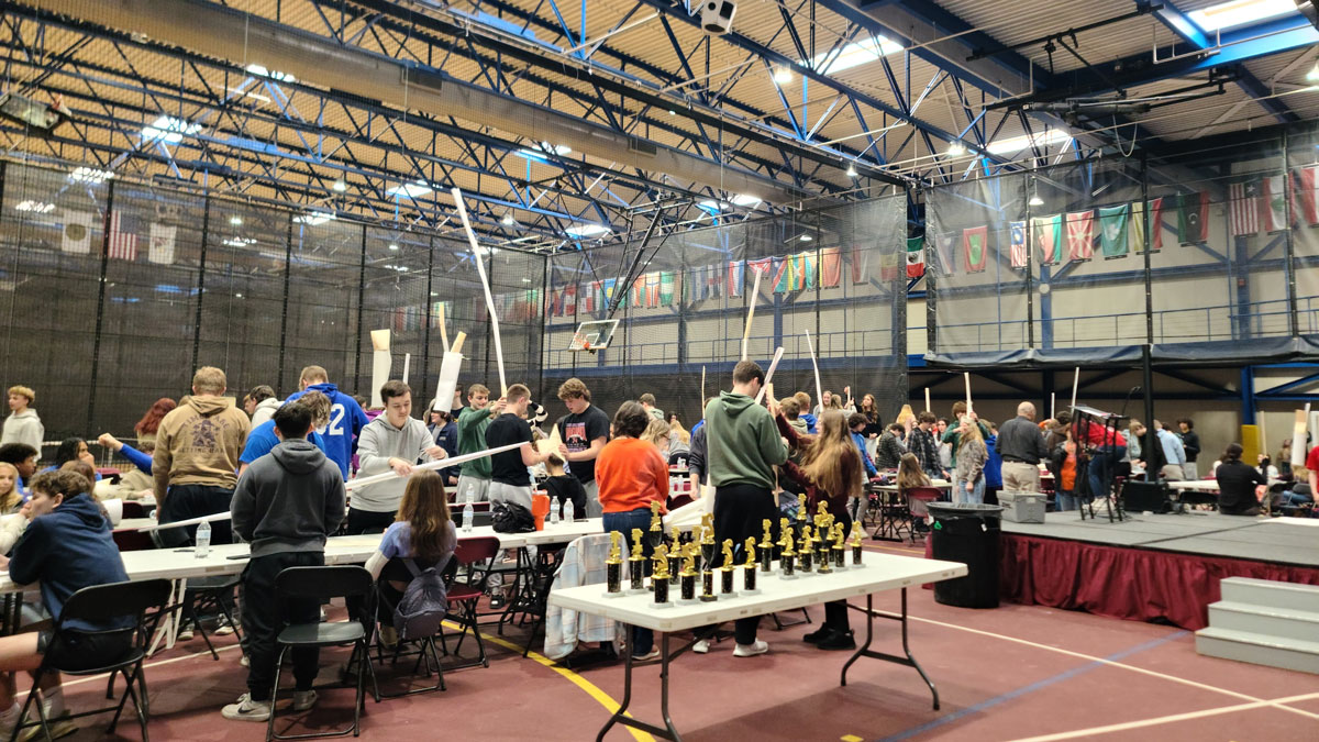 Students competing in an accounting challenge.