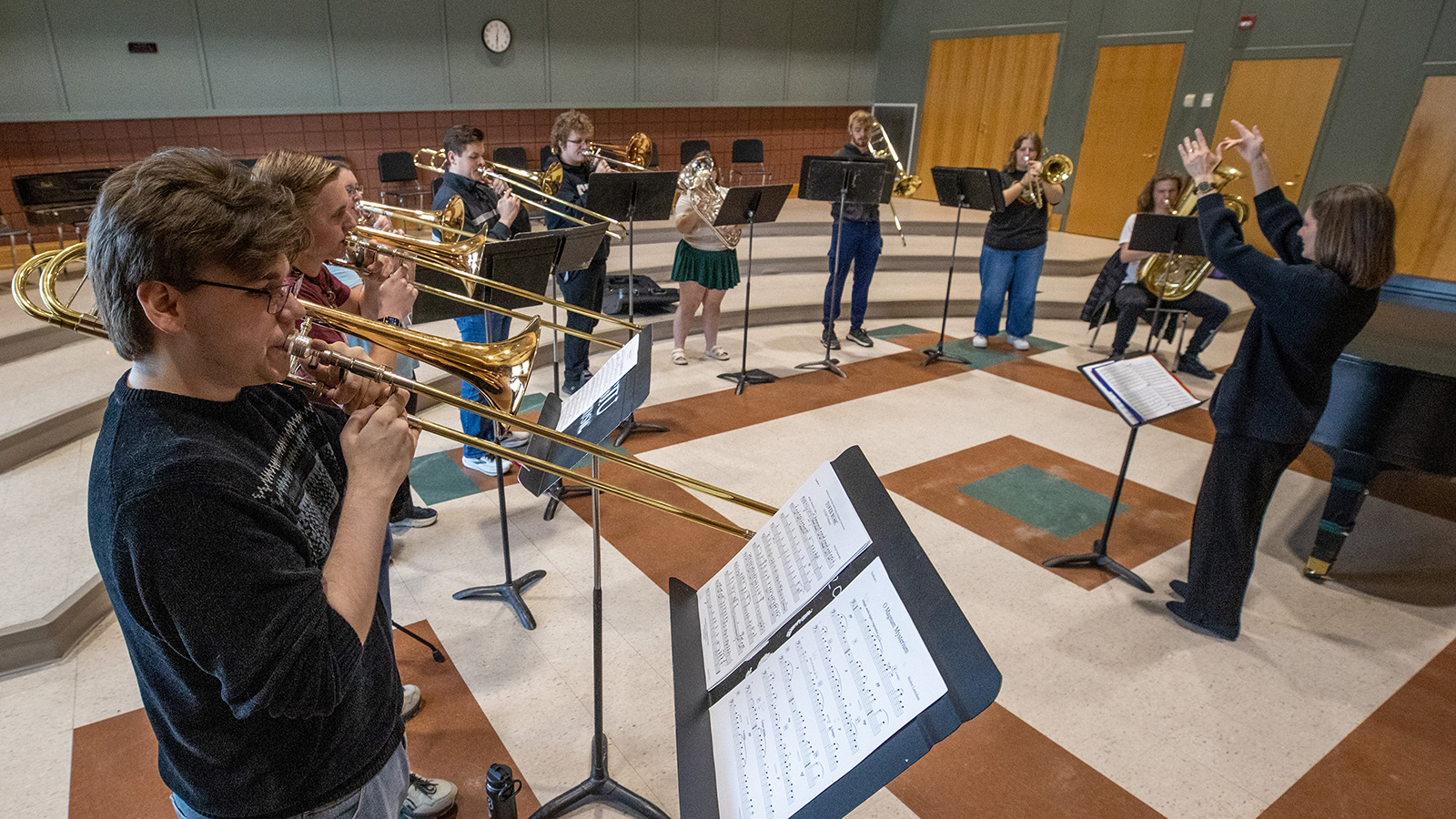 Brass band rehearsal.