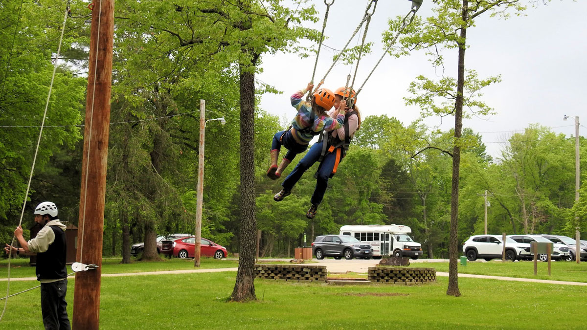 Participants on a giant swing.