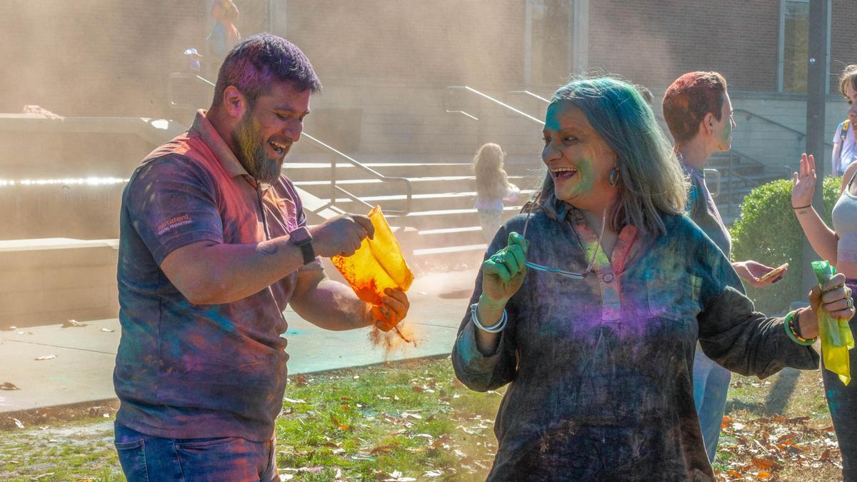 People celebrating Holi, India's traditional Hindu festival