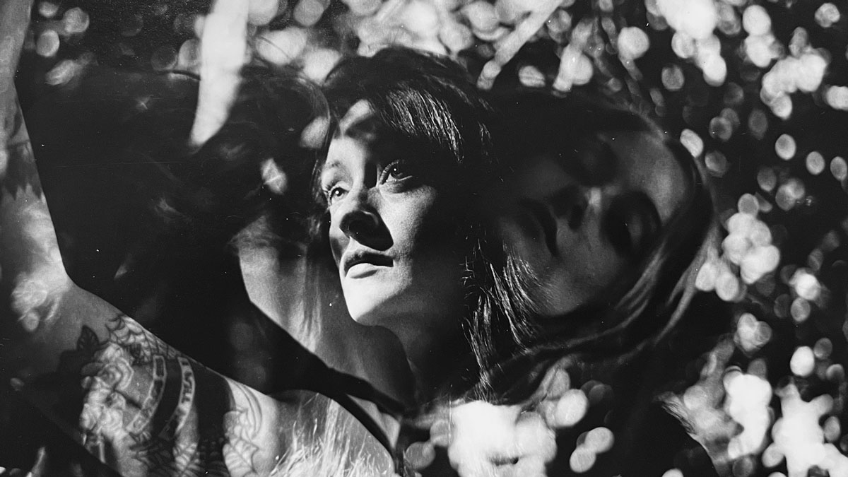 Black and white image of two women.