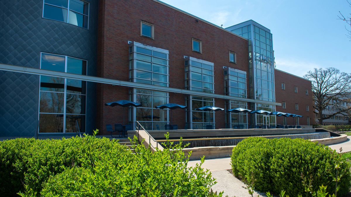 Exterior of Morris Library, home of book, vinyl and media sale