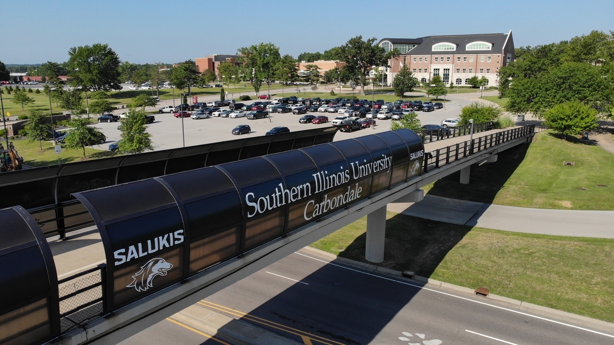 Pedestrian bridge at SIU Carbondale.