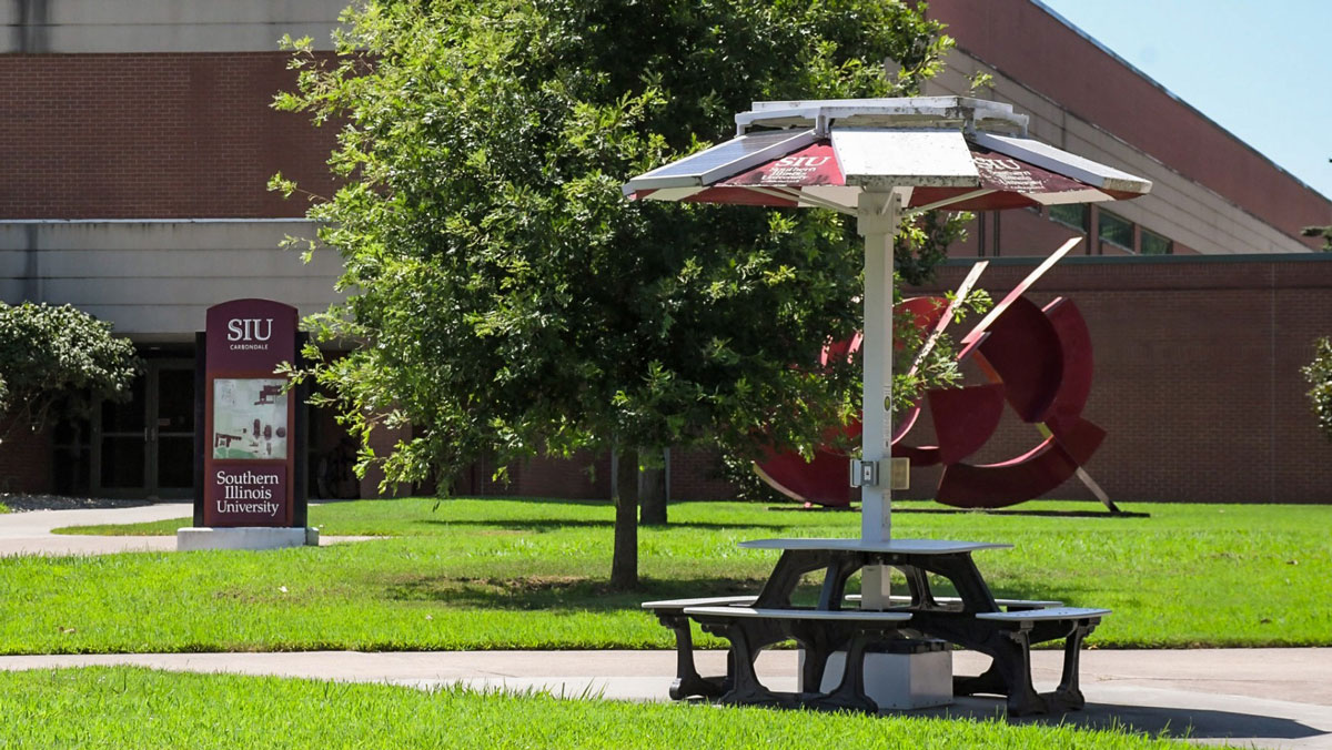 A solar table on the campus of SIU Carbondale.