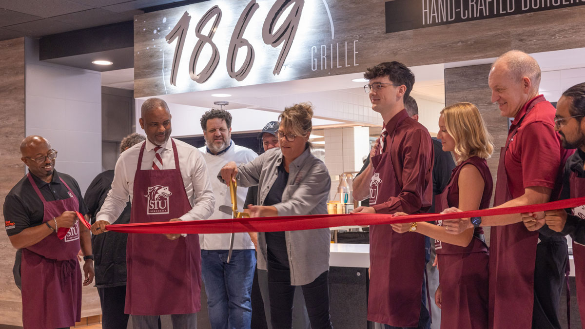 Ribbon cutting at the 1869 Grille in the Student Center at SIU Carbondale.