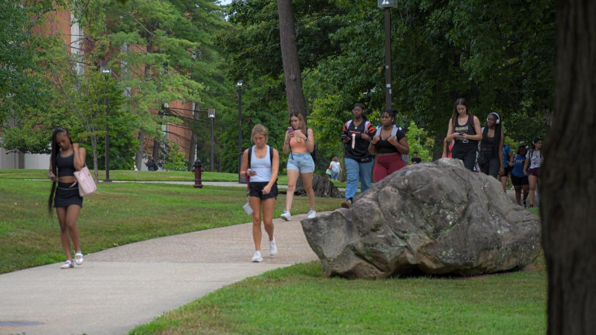 Students walking on the campus of SIU Carbondale.