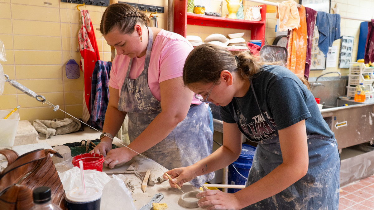 Two women makings crafts