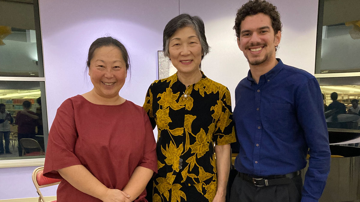 Cellist Wei Denton, pianist Reiko Schoen, along with SIU Carbondale graduate student violinist Gabriel Vieira 