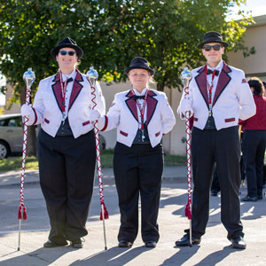 Three Marching Saluki drum majors.