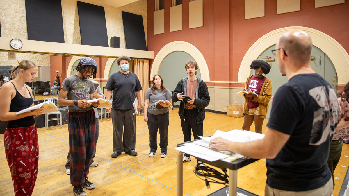 Students rehearse for an upcoming performance.